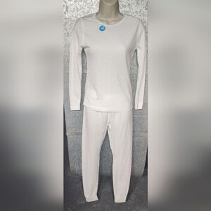 Fruit Of The Loom White Waffle Thermal Top And Pants Set Womens Small